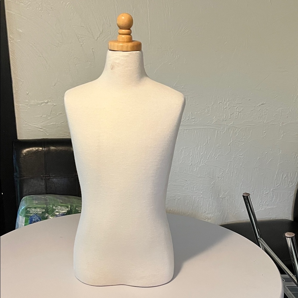 Stellah Cream Fabric Dress Form with Wooden Neck Cap